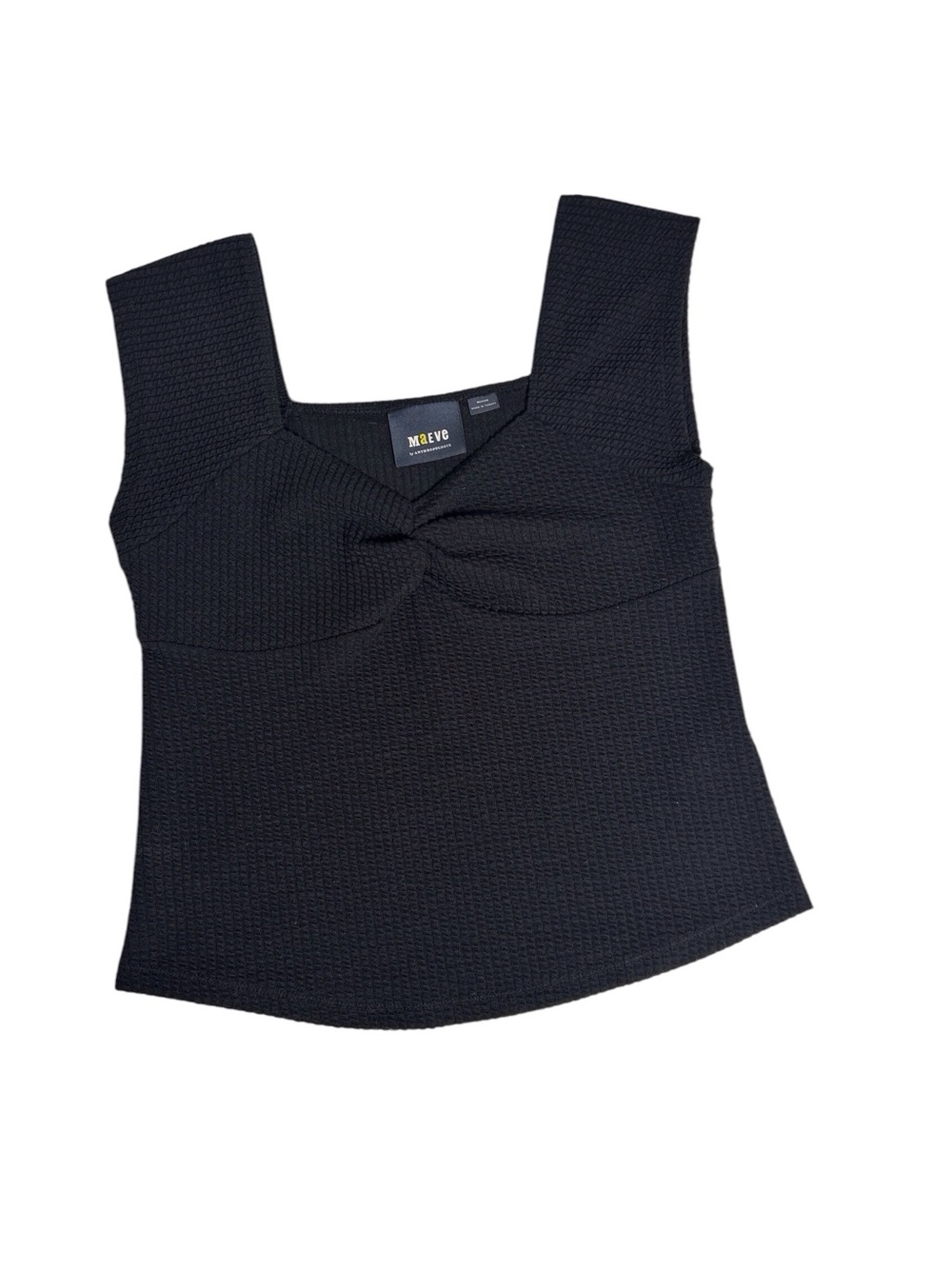 Maeve by Anthropologie Black Textured Twist Front Top M